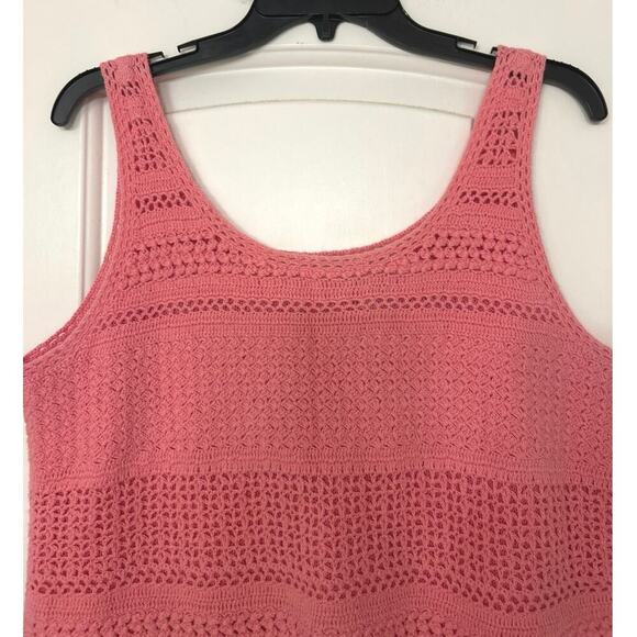 Vintage Y2K White Stag Pink Crochet Summer Cropped Top XL Festival Concert - Picture 5 of 10